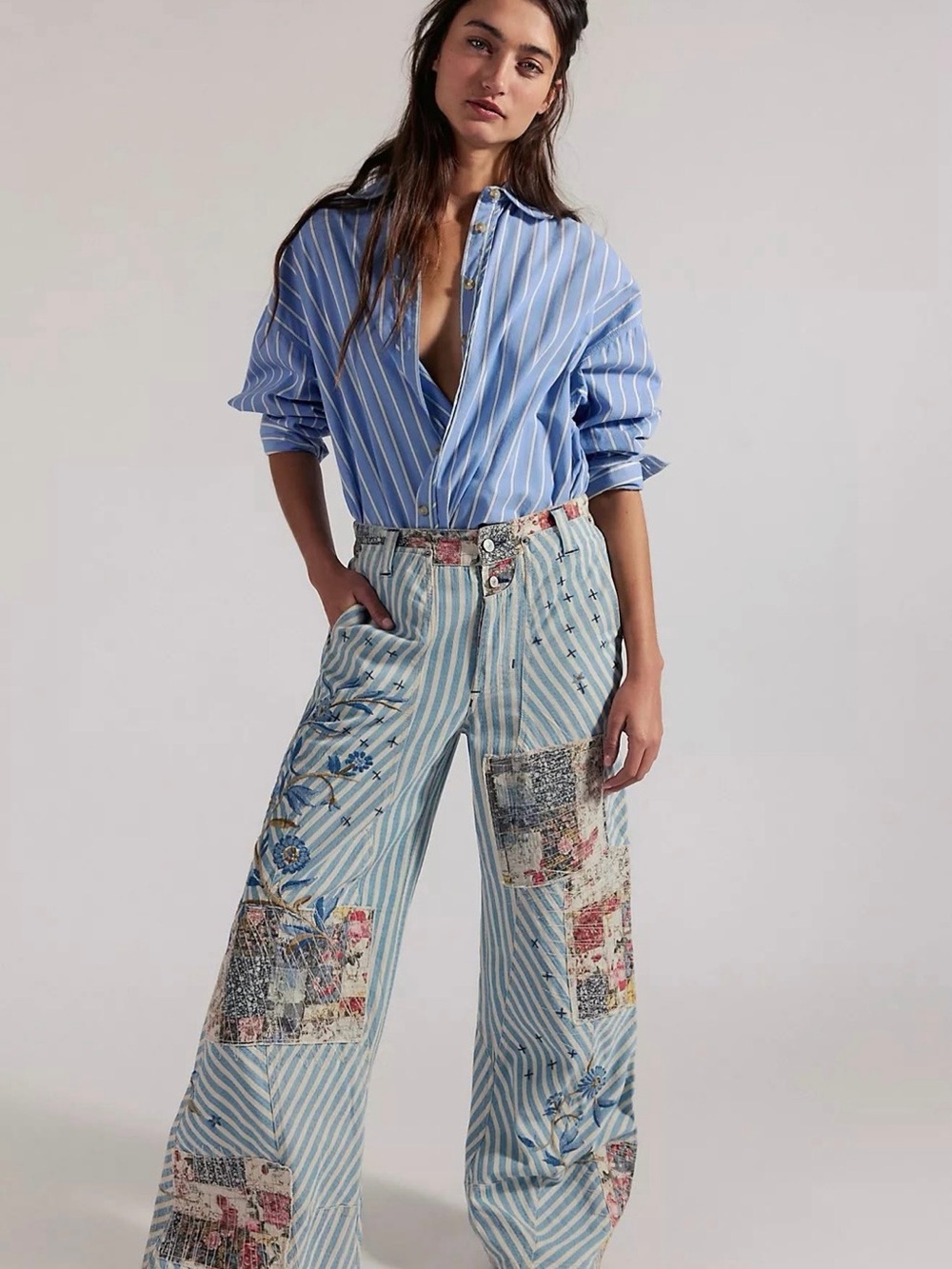 NWT Free People Runyon Patch Craft Jeans $268 retail